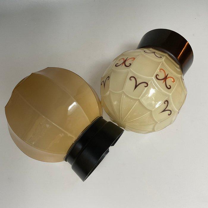 Thabur - Plafondlamp (2) - Deco gekleurd opalineglas, Antiek en Kunst, Antiek | Lampen