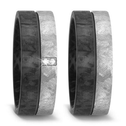 Trouwringen in Carbon en Titanium met diamant(en) per paar, Sieraden, Tassen en Uiterlijk, Ringen, Verzenden
