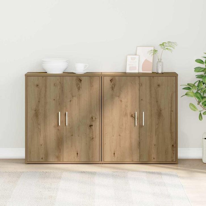 vidaXL Highboard 2 pcs artisanaal eikenkleurig 60 x 31 x 70, Huis en Inrichting, Kasten | Buffetkasten, Nieuw, Overige houtsoorten