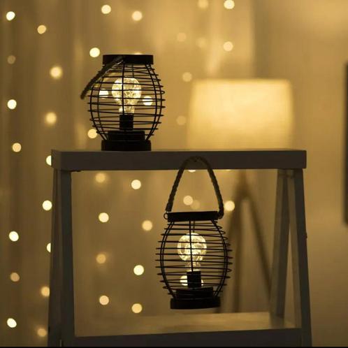 LED-ijzeren lantaarn tafellamp, Huis en Inrichting, Lampen | Tafellampen, Nieuw, Overige materialen