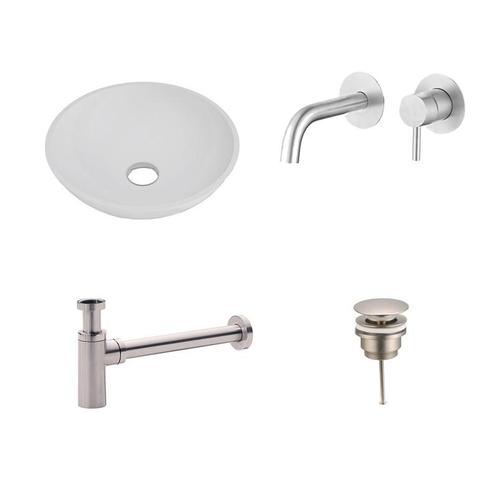 Sani Royal Solid Surface Waskomset Aquino rond RVS, Doe-het-zelf en Verbouw, Sanitair
