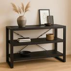 Boekenkast Mangohout Britt Laag 120 Zwart, Huis en Inrichting, Kasten | Boekenkasten, 100 tot 150 cm, Verzenden, Nieuw, Minder dan 100 cm