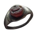 Oud-Romeins Zilver Fede ring met Carneool intaglio