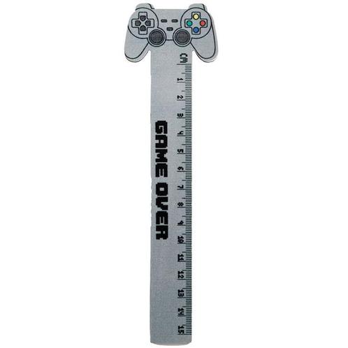 Liniaal Hout - Game Over Gamecontroller - Lichtgrijs - Centi, Diversen, Schrijfwaren, Nieuw, Ophalen of Verzenden