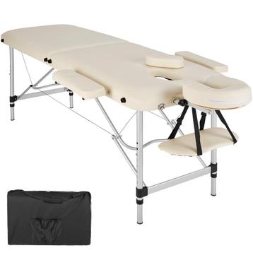 2-zones massagetafel met matras en aluminium frame - beige