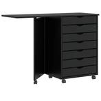 vidaXL Rolkast met bureau MOSS massief grenenhout zwart, Verzenden, Nieuw