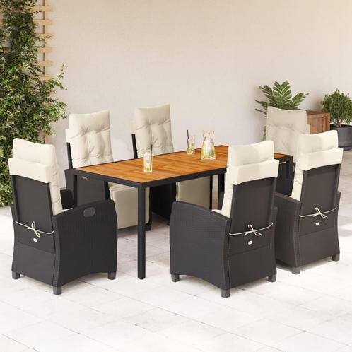 vidaXL 7-delige Tuinset met kussens poly rattan zwart, Tuin en Terras, Tuinsets en Loungesets, Tuinset, Nieuw, Rotan, Verzenden