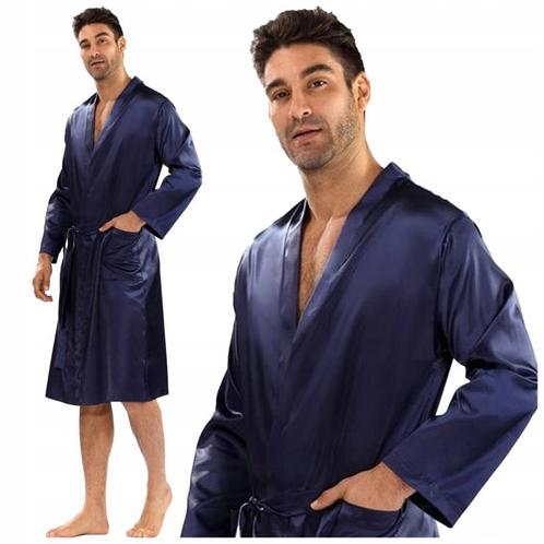 DKaren | Satijnen herenbadjas - Christian | marineblauw, Kleding | Heren, Pyjama's, Nieuw, Overige maten, Verzenden