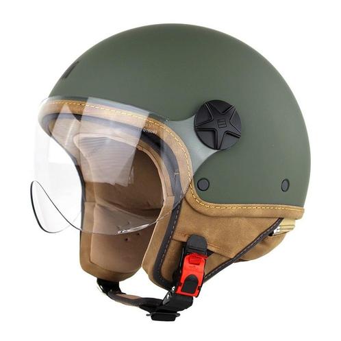 Motocubo ant jethelm met extern vizier | mat groen | ECE 22., Motoren, Kleding | Motorhelmen, Nieuw met kaartje, Verzenden