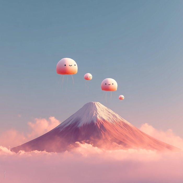 Hana Noé - Cute Mochis Floating, Antiek en Kunst, Kunst | Designobjecten