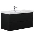 Badkamermeubel Set Thermis 100cm Zwart Badmeubel, Huis en Inrichting, Badkamer | Badkamermeubels, Verzenden, Nieuw, Wastafelkast