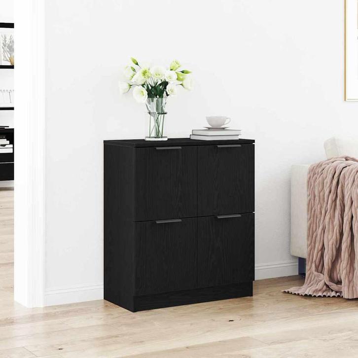 vidaXL Dressoir Zwart 60 x 30 x 70 cm Bewerkt hout, Huis en Inrichting, Kasten | Dressoirs, Nieuw, Minder dan 50 cm, Overige houtsoorten
