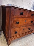antiek eiken commode / ladenkast met marmer blad  111B x74H, Antiek en Kunst