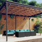 vidaXL 10-delige Loungeset met kussens poly rattan zwart, Tuin en Terras, Verzenden, Nieuw, Rotan, Loungeset