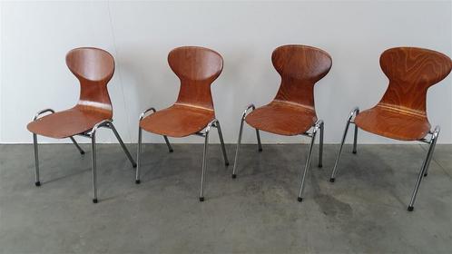 4x Eromes pagholz industriële stapelbare design stoel, Huis en Inrichting, Stoelen