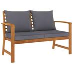 vidaXL Tuinbank met donkergrijs kussen 120 cm massief, Verzenden, Nieuw, Hout