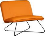 Oranje leren fauteuil zonder armleuning |  oranje leer | NIE, Huis en Inrichting, Fauteuils, Nieuw, Ophalen of Verzenden, 75 tot 100 cm