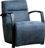 Blauwe leren industriële stalen fauteuil - Kenia Leer Denim, Nieuw, Ophalen of Verzenden, Modern, 50 tot 75 cm