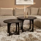 *WOONWINKEL* Starfurn Milou Ronde Salontafel Zwart Hout 70 C, Huis en Inrichting, Tafels | Salontafels, Verzenden, Nieuw