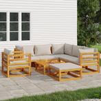 vidaXL 8-delige Loungeset met lichtgrijze kussens massief, Verzenden, Nieuw, Hardhout, Loungeset