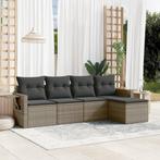 vidaXL 5-delige Loungeset met kussens poly rattan grijs, Verzenden, Nieuw, Rotan, Loungeset