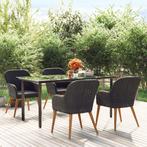 vidaXL 5-delige Tuinset met kussens zwart, 4 zitplaatsen, Nieuw, Tuinset, Verzenden