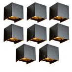 Bundel LED Cube Wandlamp 6W DIMBAAR IP65 zwart 8 stuks, Nieuw, Ophalen of Verzenden, Aluminium