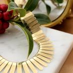 Gouden gematteerde Cleopatra collier | 46,5 cm, Sieraden, Tassen en Uiterlijk, Kettingen, Ophalen of Verzenden, Gebruikt, Overige kleuren
