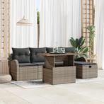 vidaXL 6-delige tuinset met kussens in grijs poly rattan, Tuin en Terras, Verzenden, Nieuw, Rotan, Tuinset