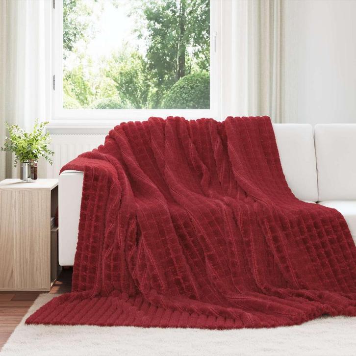 vidaXL Gooi Deken Bordeaux Rood 240 x 220 cm Fleece, Huis en Inrichting, Slaapkamer | Beddengoed, Rood, Nieuw, Verzenden