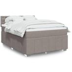 vidaXL Boxspring met matras stof taupe 140x190 cm, Verzenden, Stof, Nieuw, Tweepersoons