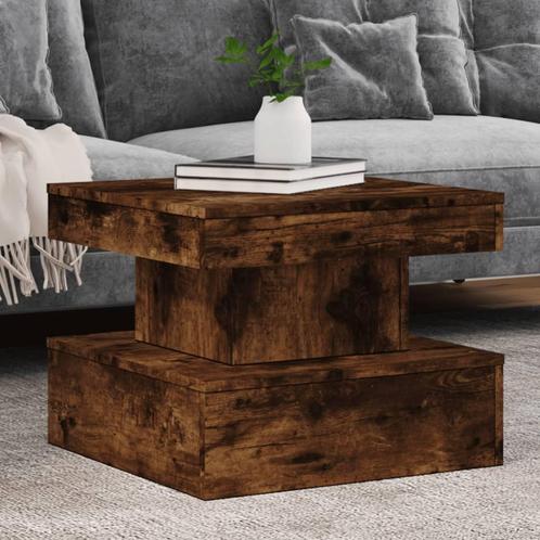 vidaXL Salontafel met metalen poten 50x50x40 cm gerookt, Huis en Inrichting, Tafels | Salontafels, 50 tot 100 cm, Nieuw, Overige houtsoorten