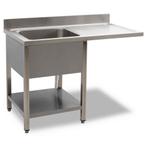 HCB Spoeltafel - enkele spoelbak links - 120 cm - RVS, Verzenden, Nieuw in verpakking, Overige typen