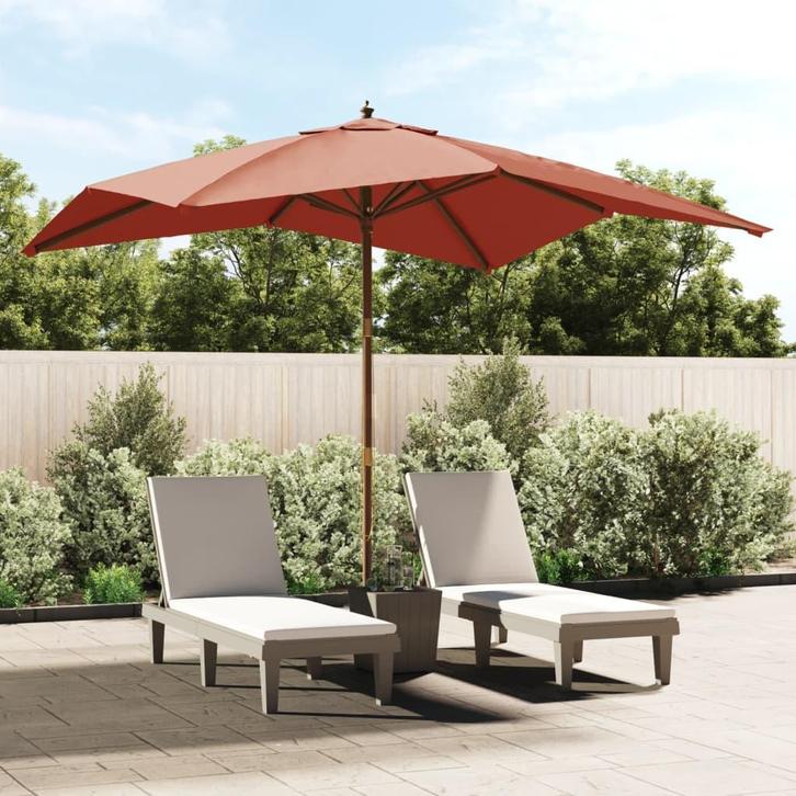 vidaXL Parasol met houten paal 300x300x273 cm, Tuin en Terras, Parasols, Nieuw, 3 tot 4 meter, Verzenden