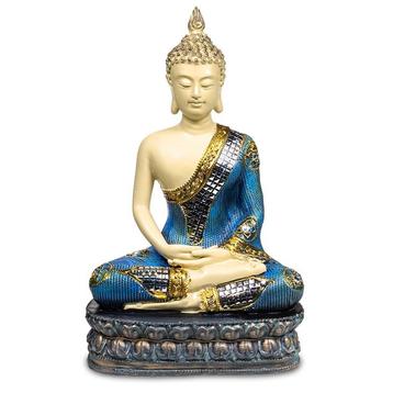 Thaise Boeddha Beeld Handreiking Aarde Polyresin Wit - 20 x