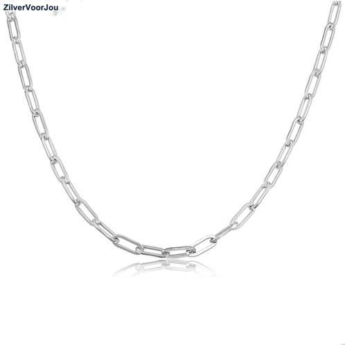 Zilveren paperclip schakel ketting 50 cm 3.5mm, Sieraden, Tassen en Uiterlijk, Kettingen, Nieuw, Verzenden