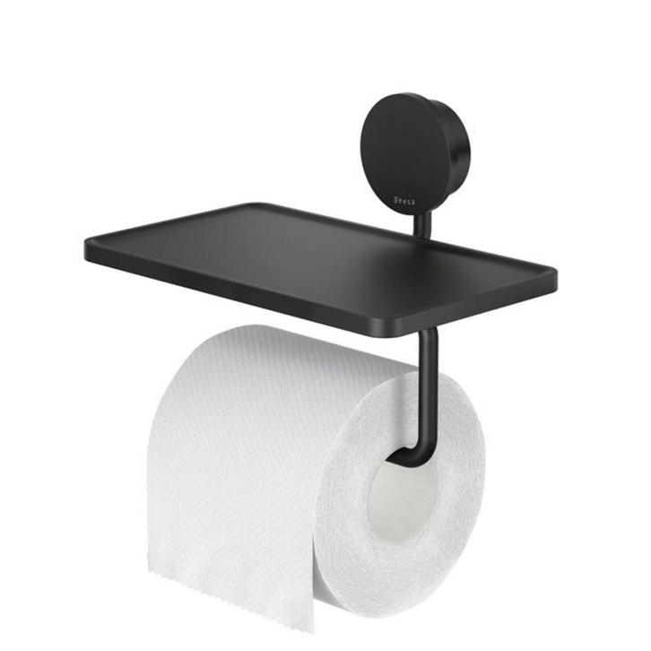 Toiletrolhouder met planchet Geesa Opal  Zwart, Doe-het-zelf en Verbouw, Sanitair, Ophalen of Verzenden