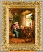 H. van Straaten (1892-1944) - Huiselijk tafereel - Oude