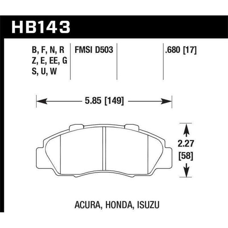 Hawk Acura / Honda / Isuzu DTC-70 Race Front Brake Pads -, Auto-onderdelen, Remmen en Aandrijving, Ophalen of Verzenden