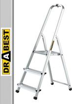 2dekans | Drabest Aluminium Huishoudladder met 3 Treden,, Doe-het-zelf en Verbouw, Ladders en Trappen, Ophalen of Verzenden, Zo goed als nieuw