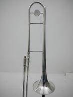 Gebruikte Trombone Courtois Model Gaudet, verzilverd, Ophalen of Verzenden, Gebruikt, Tenor, Met koffer