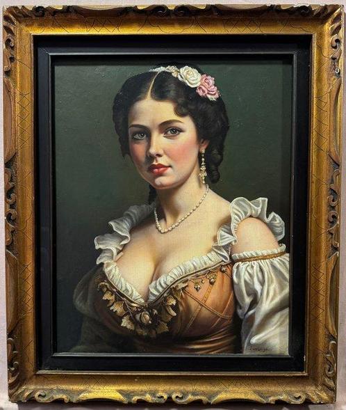 Italiaanse school (XX) - Ritratto di donna, Antiek en Kunst, Kunst | Schilderijen | Klassiek