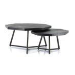 Salontafel Octagon Set van 2 76cm/60cm - Zwart - 1646 - s..., Huis en Inrichting, Tafels | Salontafels, Nieuw, Overige materialen