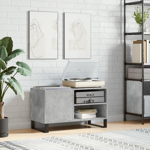 vidaXL Platenkast 85x38x48 cm bewerkt hout betongrijs, Huis en Inrichting, Woonaccessoires | Cd- en Dvd-rekken, Nieuw, Verzenden