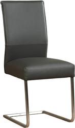 Donkergrijze leren industriële eetkamerstoel - poot vierkant, Huis en Inrichting, Stoelen, Overige kleuren, Nieuw, Leer, Ophalen of Verzenden