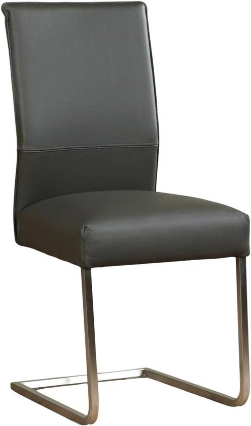 Donkergrijze leren industriële eetkamerstoel - poot vierkant, Huis en Inrichting, Stoelen, Eén, Overige kleuren, Nieuw, Leer, Ophalen of Verzenden