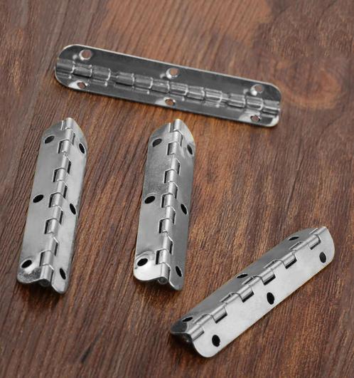 Set van 10 lange scharniertjes, (6,5 cm lang, zilver, max 9, Doe-het-zelf en Verbouw, Gereedschap | Handgereedschap, Nieuw, Ophalen of Verzenden