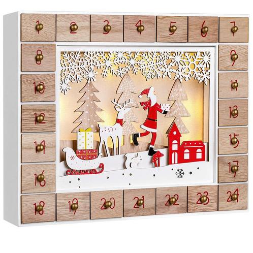 Adventskalender kerstman hout met LED (Kerst artikelen), Diversen, Kerst, Nieuw, Verzenden