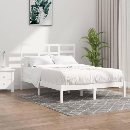 vidaXL Bedframe massief hout wit 120x200 cm, Huis en Inrichting, Slaapkamer | Bedden, 120 cm, 200 cm, Wit, Twijfelaar, Nieuw, Hout
