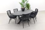 VDG Jasmine Black/Silva 240x115 cm. ovale tuinset - 7-delig, Verzenden, Nieuw, Wicker, Tuinset